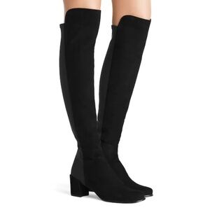 Stuart Weitzman 5050‎ Leather Suede Over the Knee Boot Pull On Block Heel 5.5